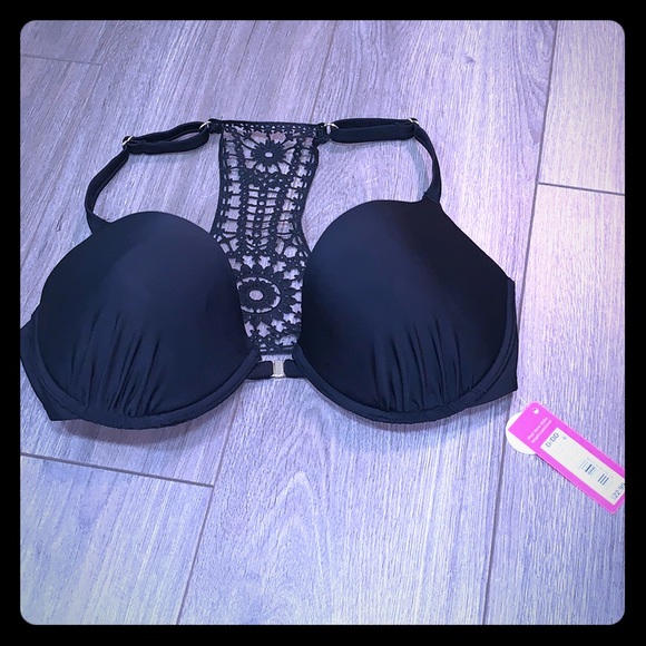 Xhilaration Other - Black embroidered detailed bikini top, NWT. D/DD